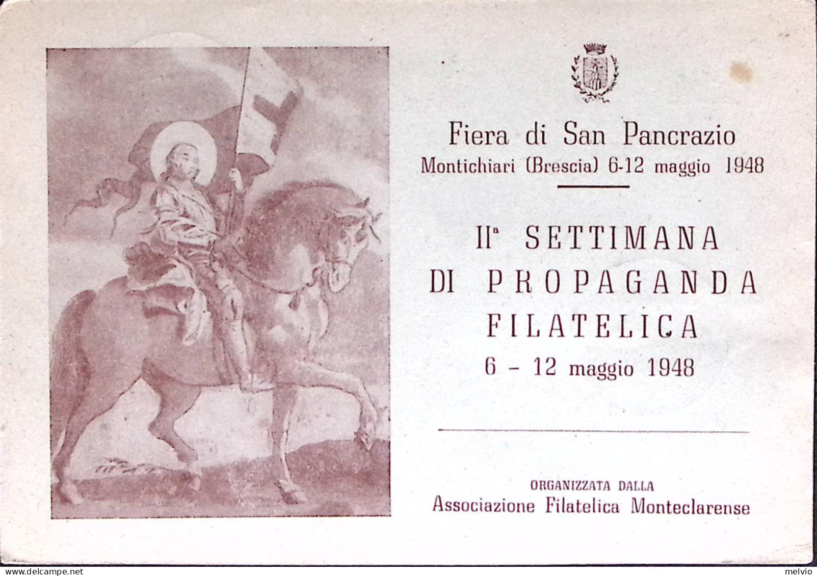 1948-MONTICHIARI II^Settimana Propaganda Filatelica (6.5) Su Cartolina Affrancat - Betogingen