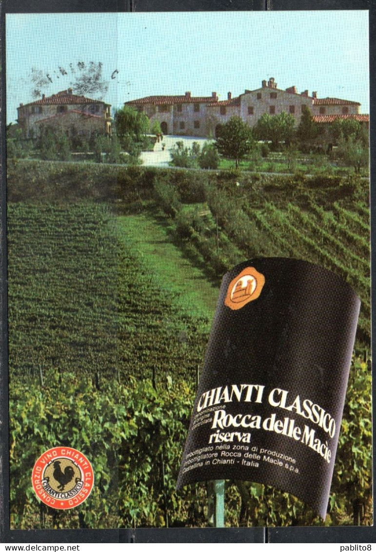 ITALIA 22-2-1992 CHIANTI CLASSICO ROCCA DELLE MACIE RISERVA CASTELLINA IN CHIANTI CARTOLINA CARD VIAGGIATA - Maximum Cards