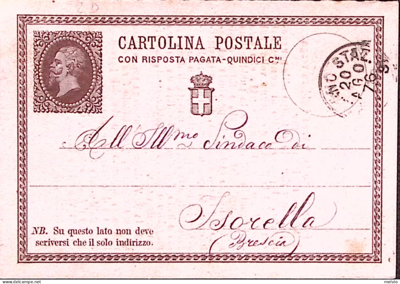 1876-Cartolina Postale C.10 Con Al Verso Circolare A Stampa Viaggiata Milano (20 - Postwaardestukken