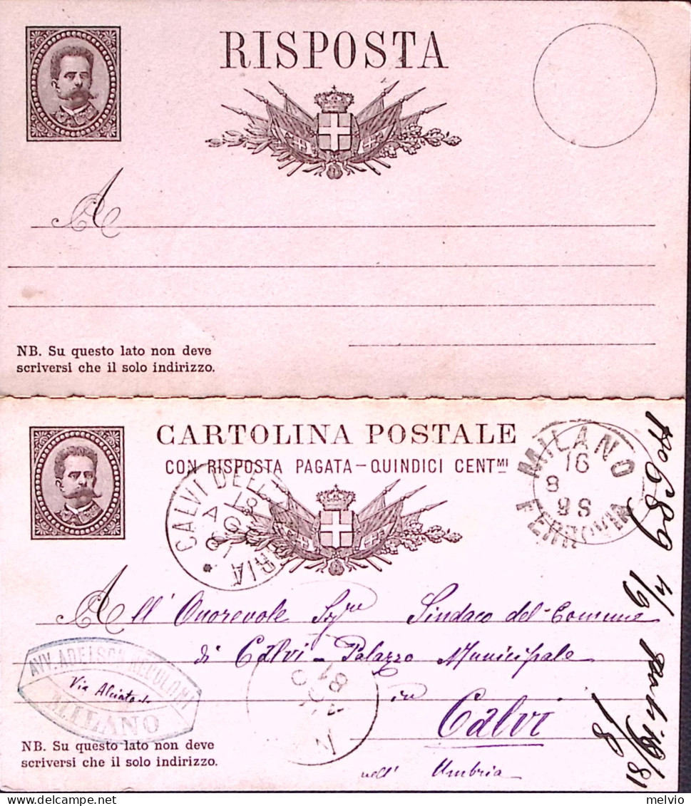 1879-Cartolina Postale RP Umberto C.15+R Senza Millesimo 81 Viaggiata Con Parte  - Stamped Stationery