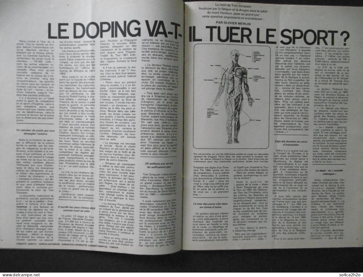 Paris Match N°955 29 Juillet 1967 Le Drame Du Tour, Le Doping Va T'il Tuer Le Sport; Israël Devant Sa Victoire - Allgemeine Literatur