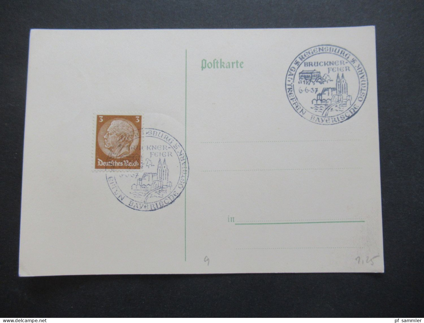 3.Reich 1937 / 1938 blanko PK mit Hindenburg Frankatur insgesamt 50 Stück verschiedene Sonderstempel! Propaganda Stempel