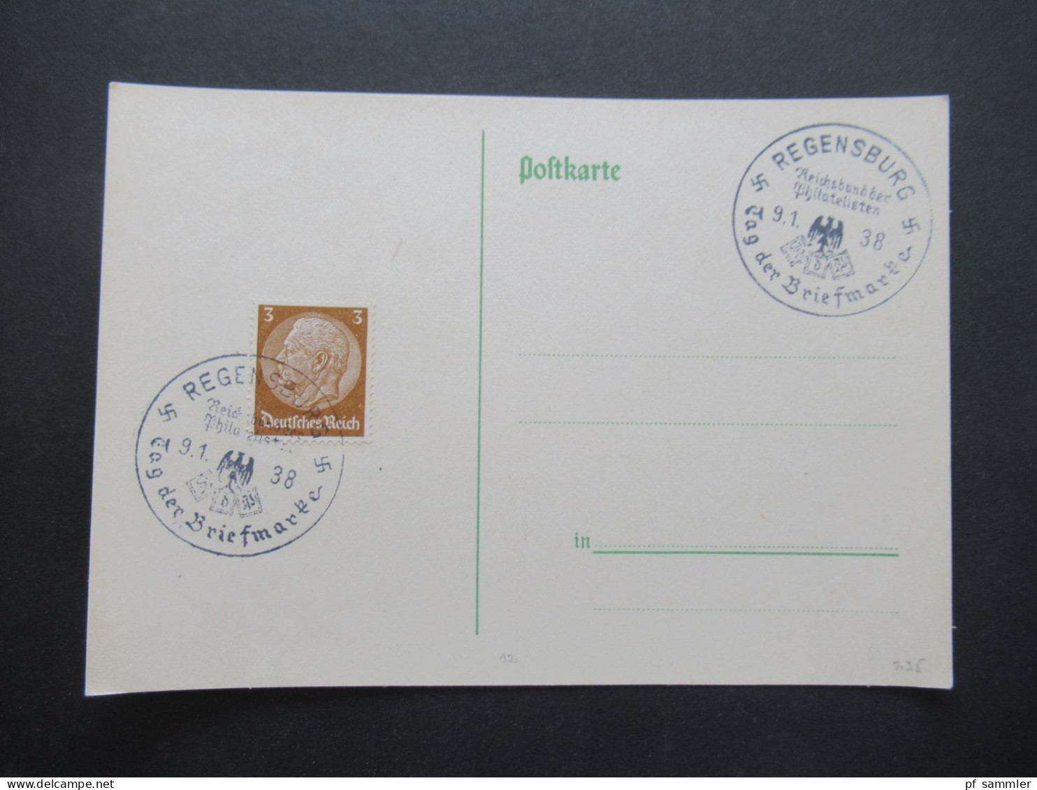 3.Reich 1937 / 1938 blanko PK mit Hindenburg Frankatur insgesamt 50 Stück verschiedene Sonderstempel! Propaganda Stempel