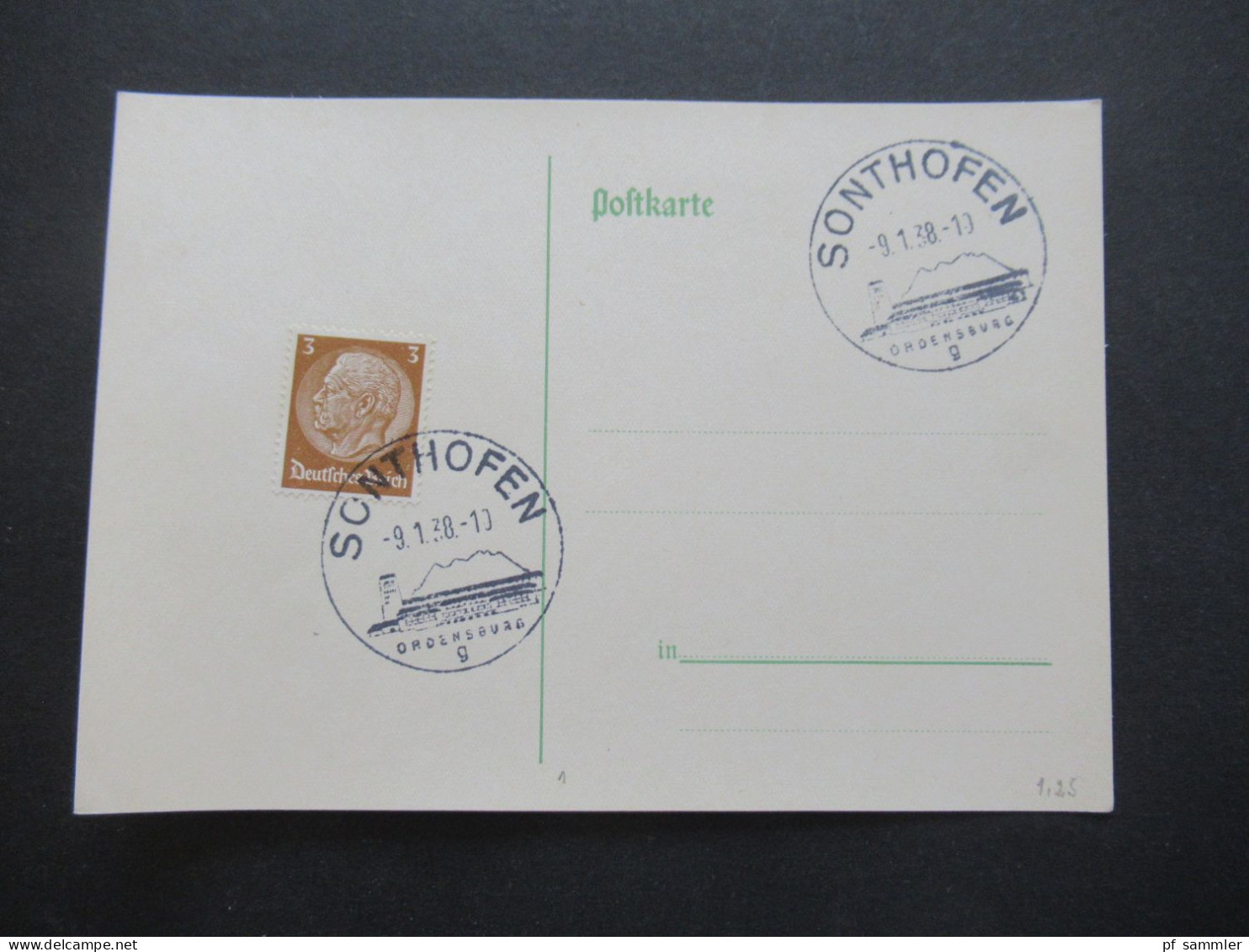 3.Reich 1937 / 1938 blanko PK mit Hindenburg Frankatur insgesamt 50 Stück verschiedene Sonderstempel! Propaganda Stempel