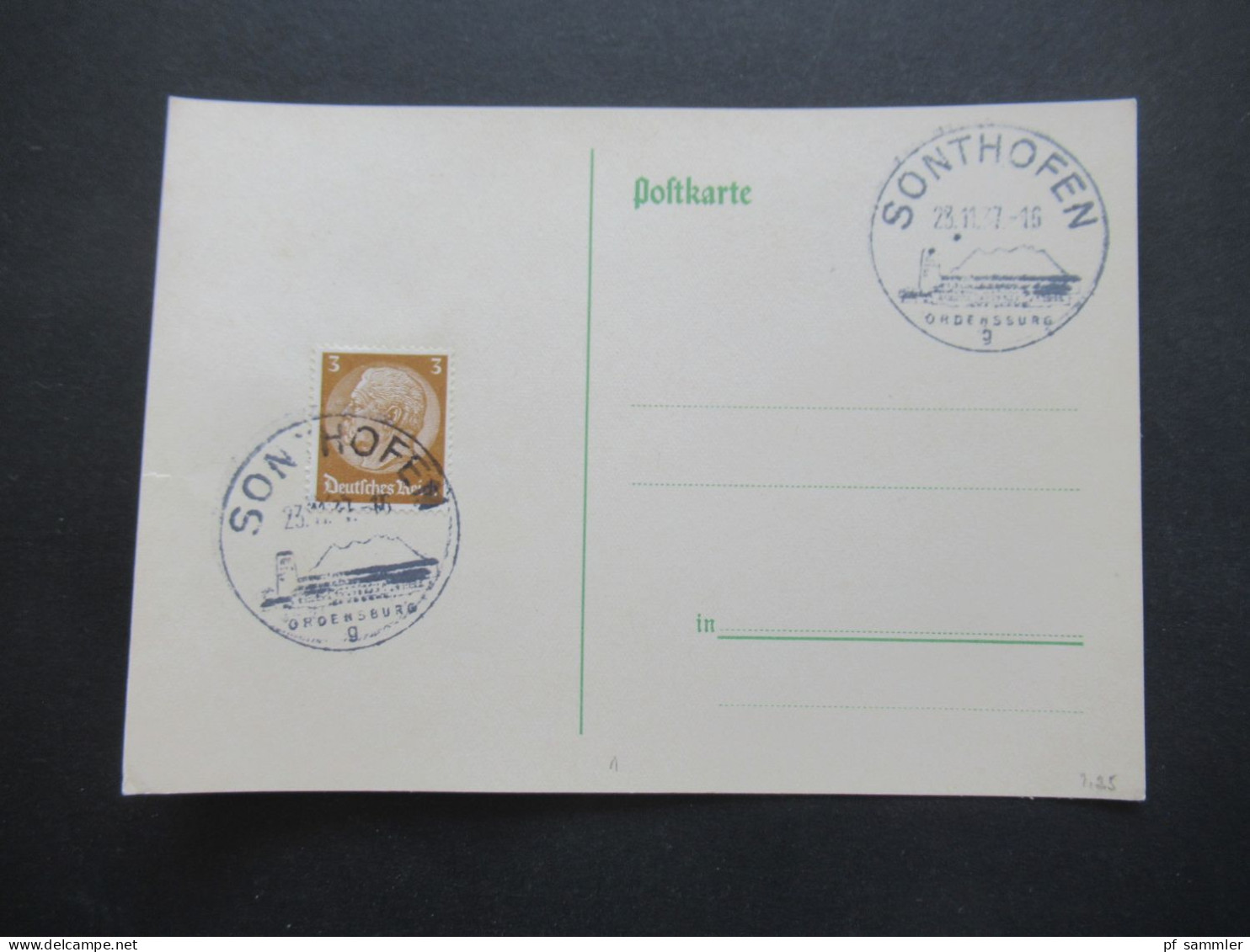 3.Reich 1937 / 1938 blanko PK mit Hindenburg Frankatur insgesamt 50 Stück verschiedene Sonderstempel! Propaganda Stempel