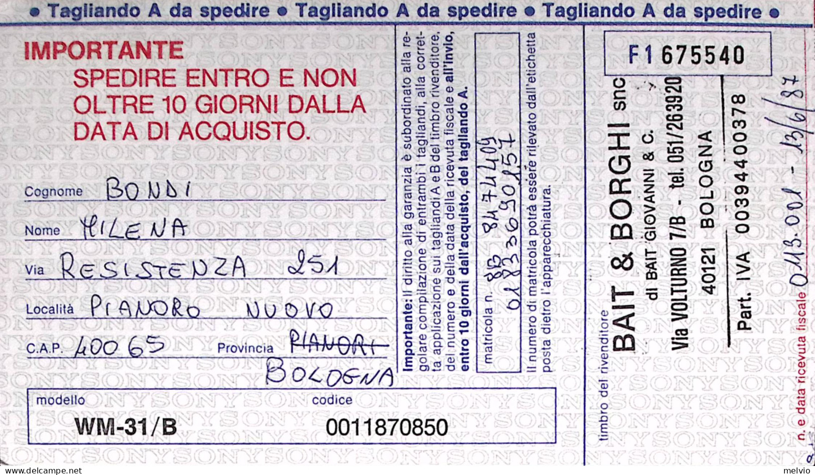 1987-TASSAZIONE MECCANICA BLU Lire 200 Apposto A Milano (27.6) Su Cartolina Fuor - 1981-90: Poststempel
