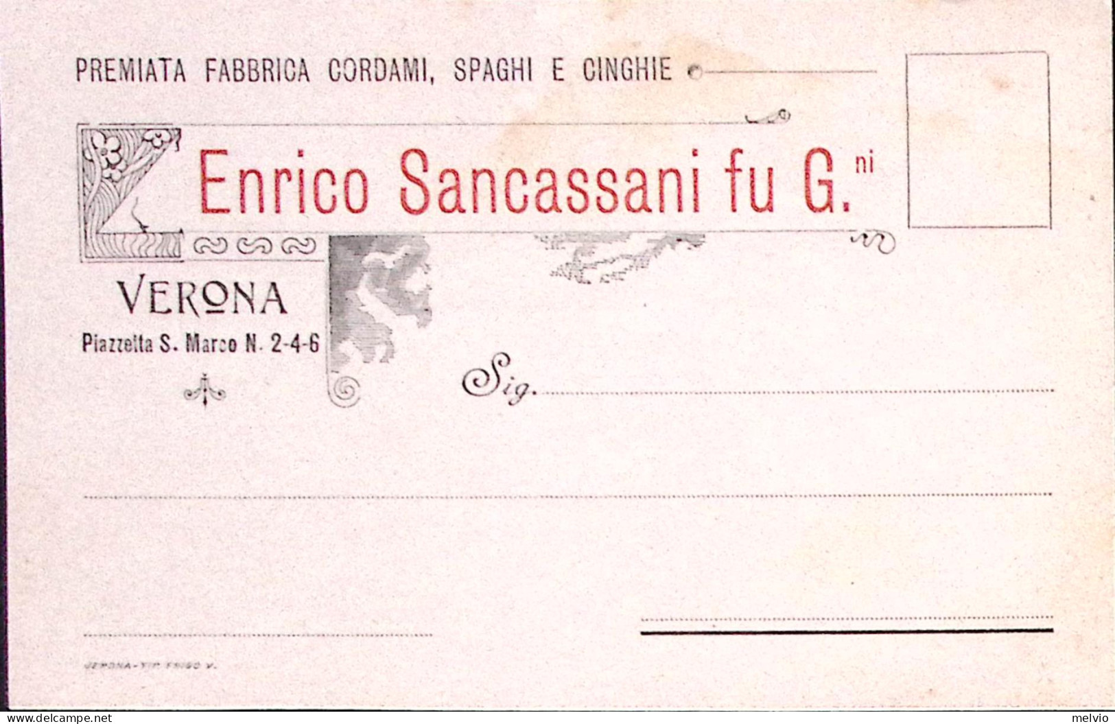 1908-VERONA Enrico Sancassani Fu G.ni Intestazione A Stampa Di Cartolina Scritta - Verona