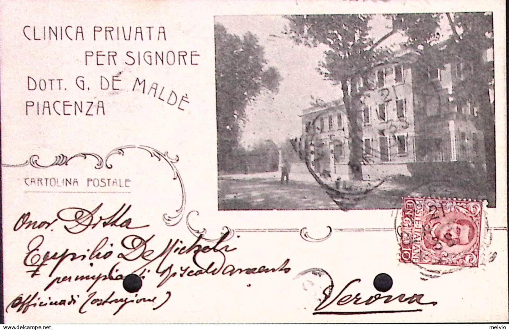 1906-PIACENZA Clinica Privata Per Signore, Viaggiata (21.11) Fori Archivio - Piacenza