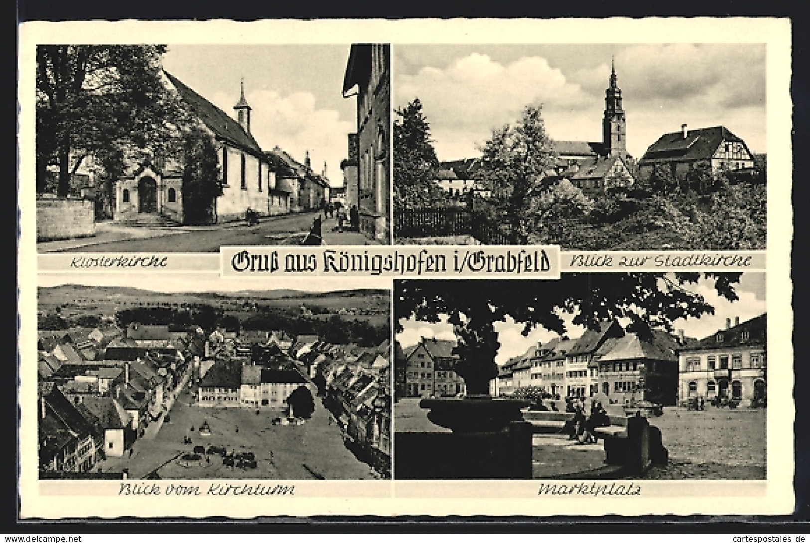 AK Königshofen, Marktplatz, Klosterkirche, Blick Zur Stadtkirche  - Bad Koenigshofen