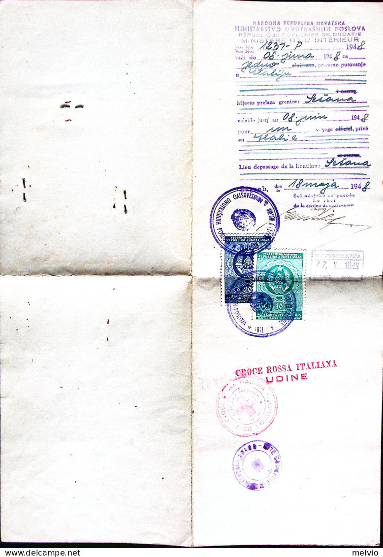 1948-CONSOLATO ITALIANO ZAGABRIA Passaporto Provvisorio Rilaciato A Zagabria (28 - Historical Documents