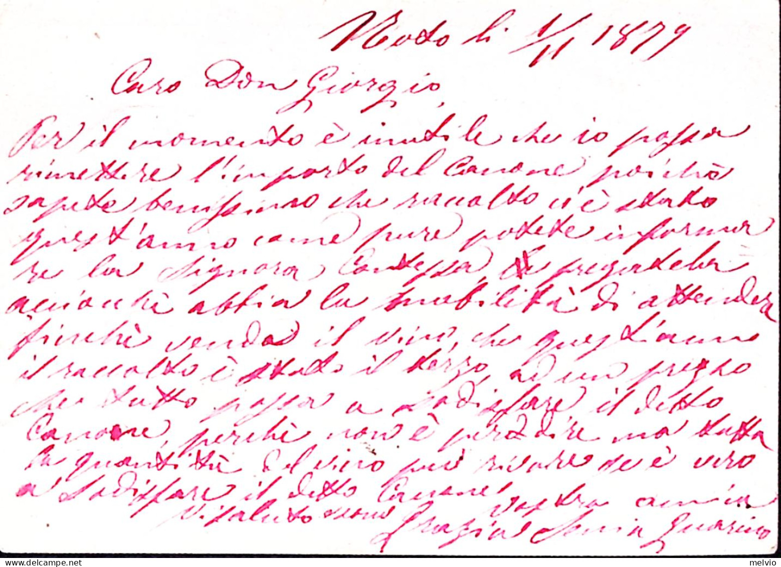 1879-Cartolina Postale R.P. Parte Risposta Noto (1.11) - Ganzsachen
