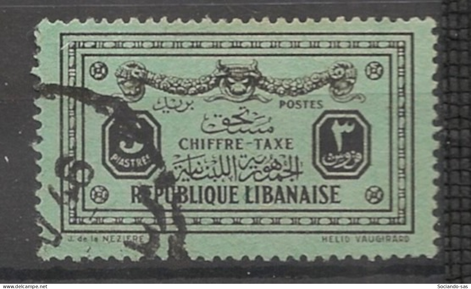 GRAND LIBAN - 1931-40 - Taxe TT N°YT. 32 - 3pi Noir Sur Vert - Oblitéré / Used - Used Stamps
