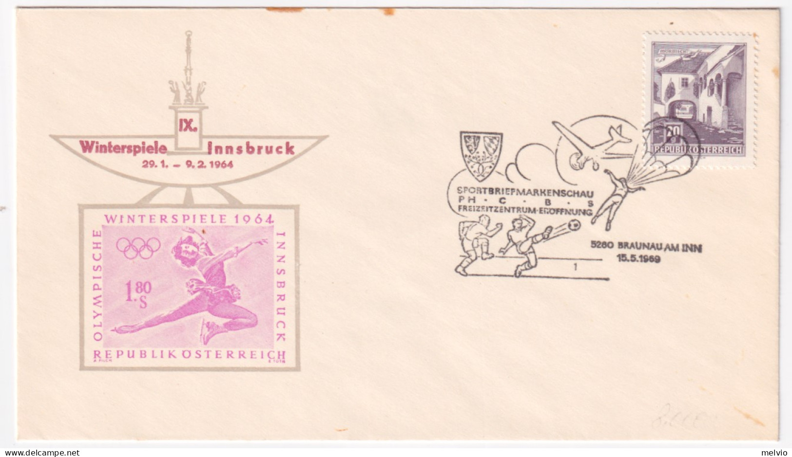 1969-AUSTRIA Mostra Francobollo Sportivo (15.5) Annullo Speciale Su Busta - Covers & Documents