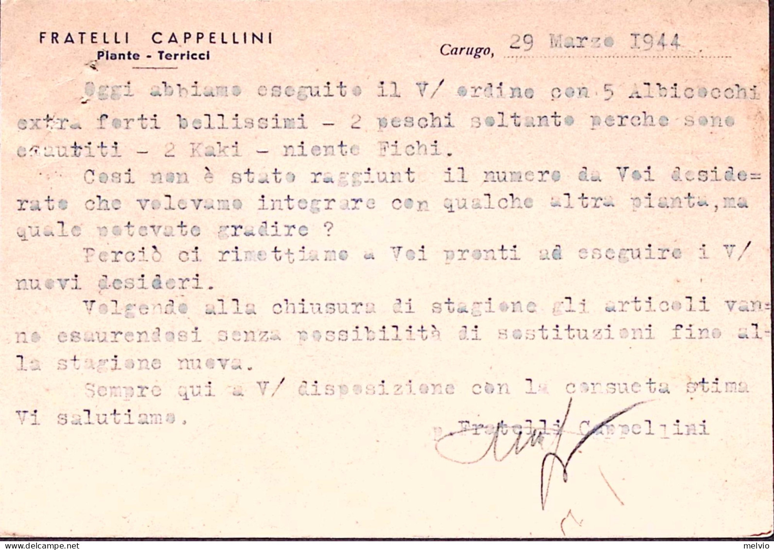 1944-IMPERIALE Coppia C.15 Su Cartolina Carugo (30.3) Segni Di Spillo - Marcofilía