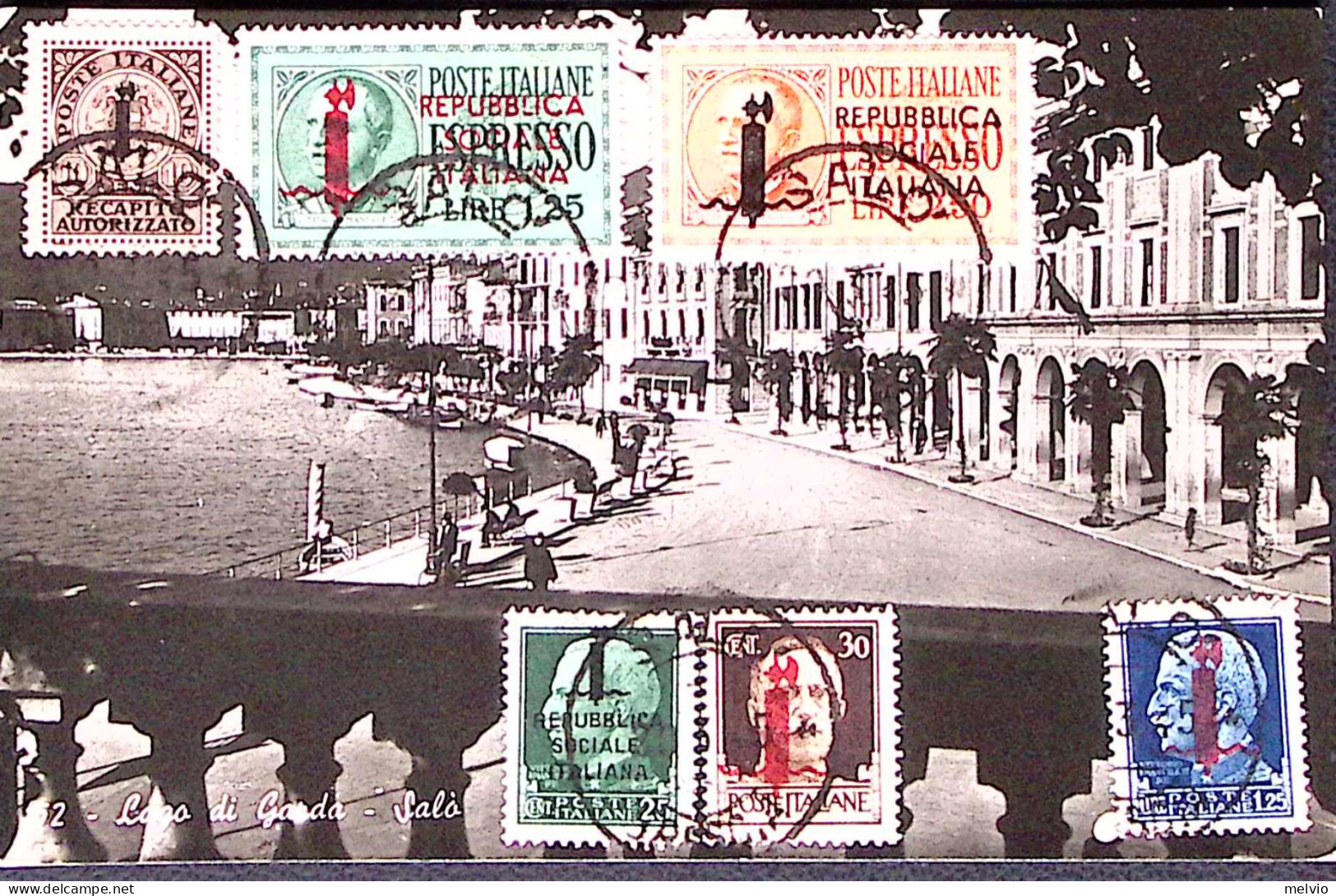 1944-R.S.I. ESPRESSO SOPR. Lire 1,25 E Lire 2,50 + RA SOPR C.10 +IMPER Sopr C.25 - Poststempel