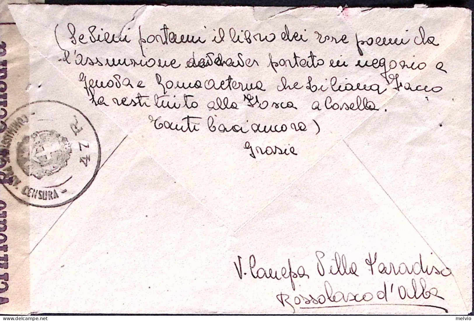 1943-R.S.I.IMPERIALE C.50 Su Busta Bossolasco (3.12) - Poststempel