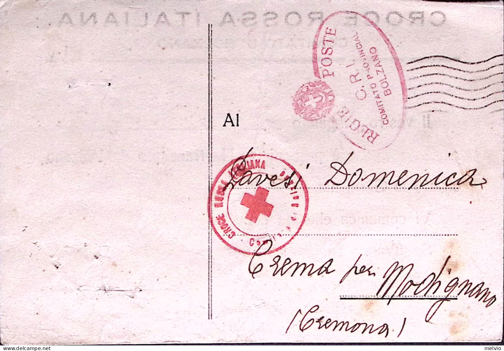 1943-CROCE ROSSA BOLZANO Ovale E Tondo Su Cartolina Franchigia Con Comunicazione - Croix-Rouge