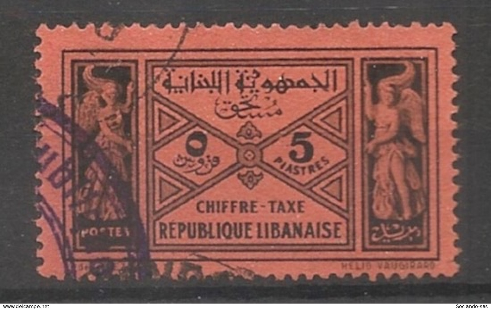 GRAND LIBAN - 1931-40 - Taxe TT N°YT. 33 - 5pi Noir Sur Rouge - Oblitéré / Used - Used Stamps