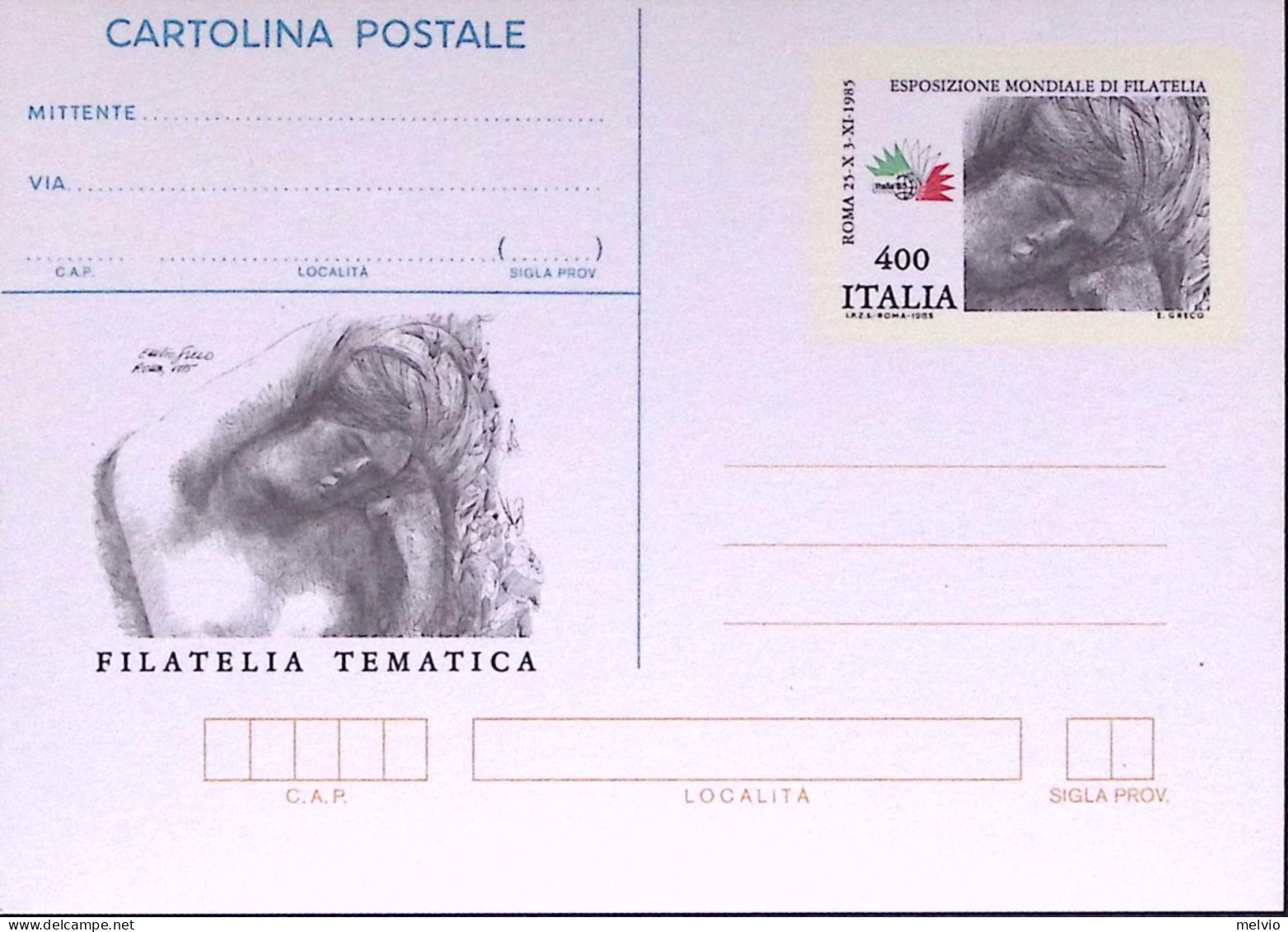 1985-Cartolina Postale Lire 400 Esposizione Filatelica 30925 Le Due Cartoline Nu - Stamped Stationery