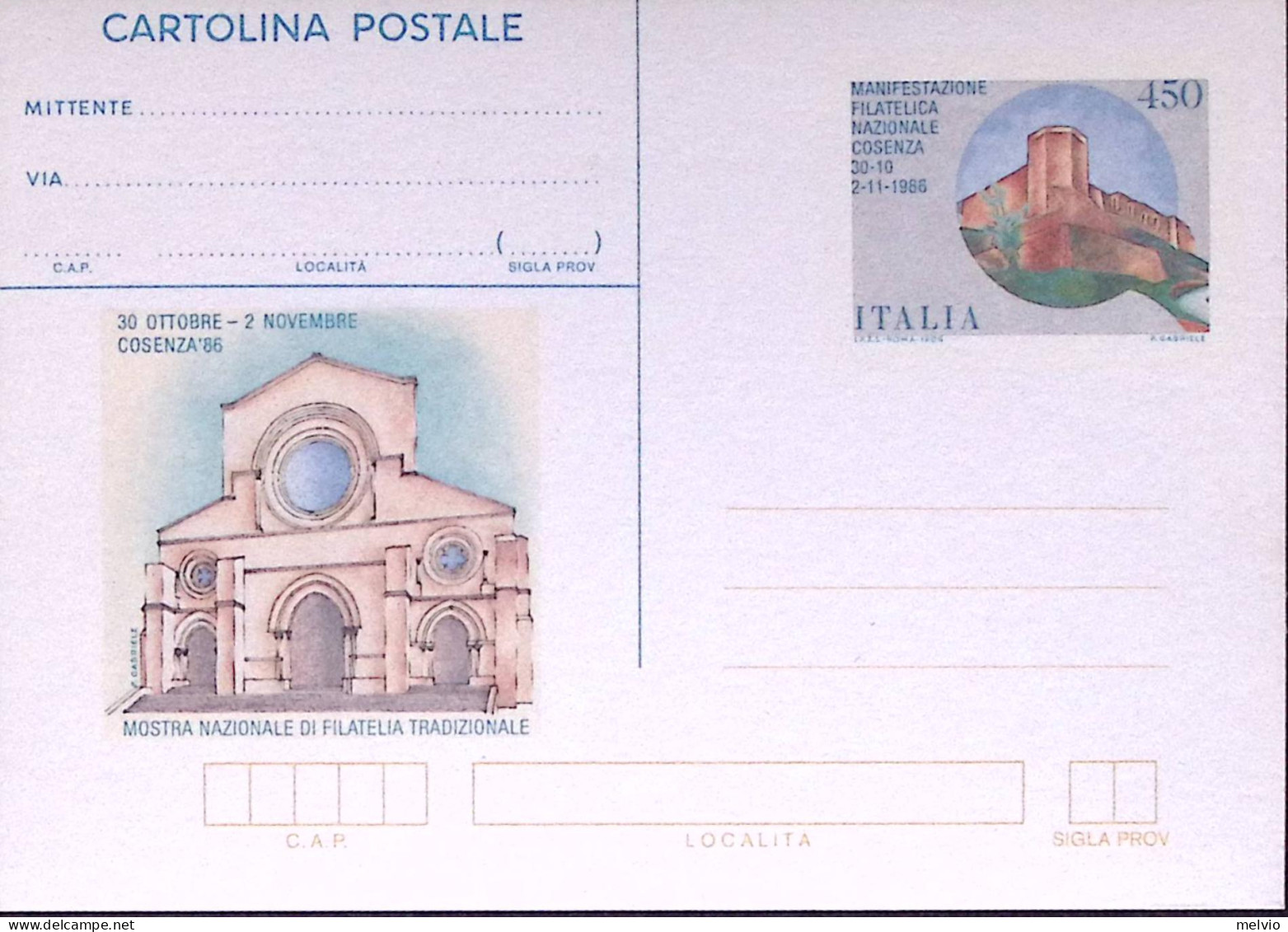 1986-Cartolina Postale Lire 450 Cosenza Nuova - Stamped Stationery