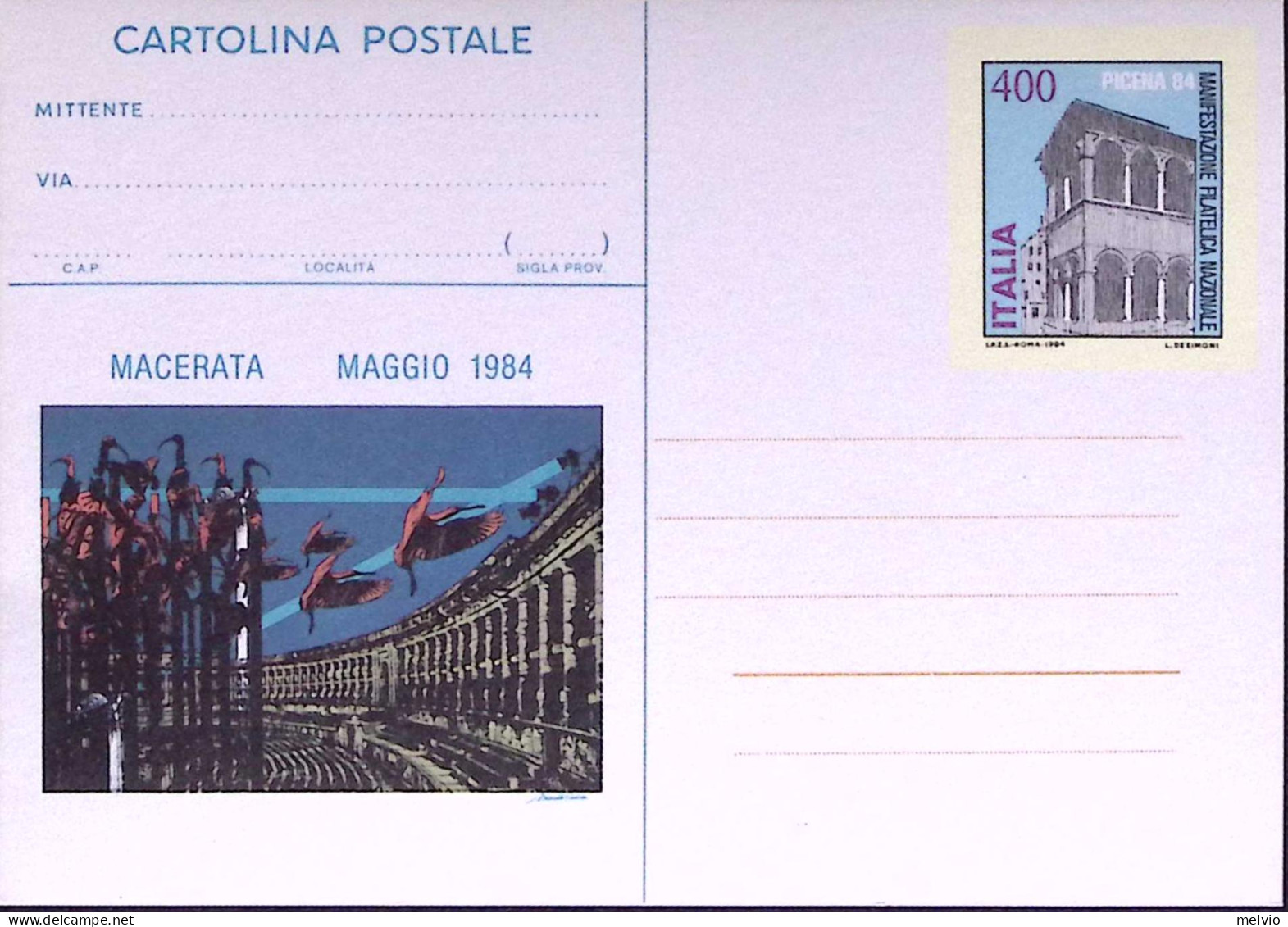 1984-Cartolina Postale Lire 400 Picena 30924 Nuova - Entiers Postaux