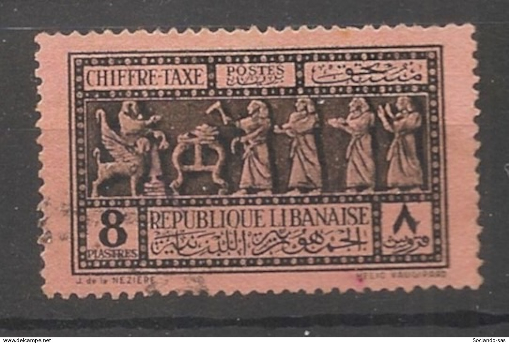 GRAND LIBAN - 1931-40 - Taxe TT N°YT. 34 - 8pi Noir Sur Rose - Oblitéré / Used - Gebraucht