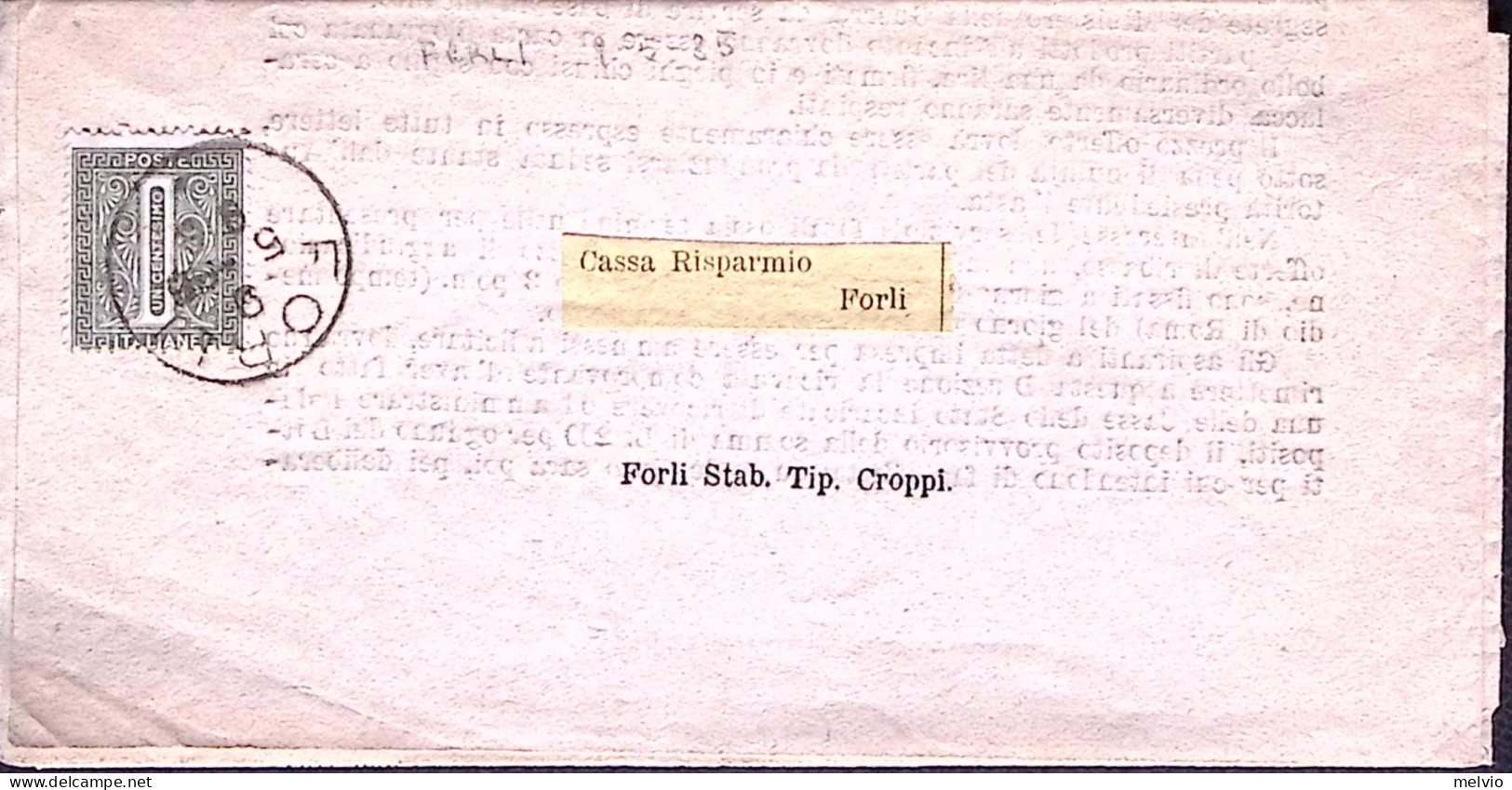 1885-CIFRA C.1 Isolato Su Annunzi Legali Forlì (9.5) - Marcophilia