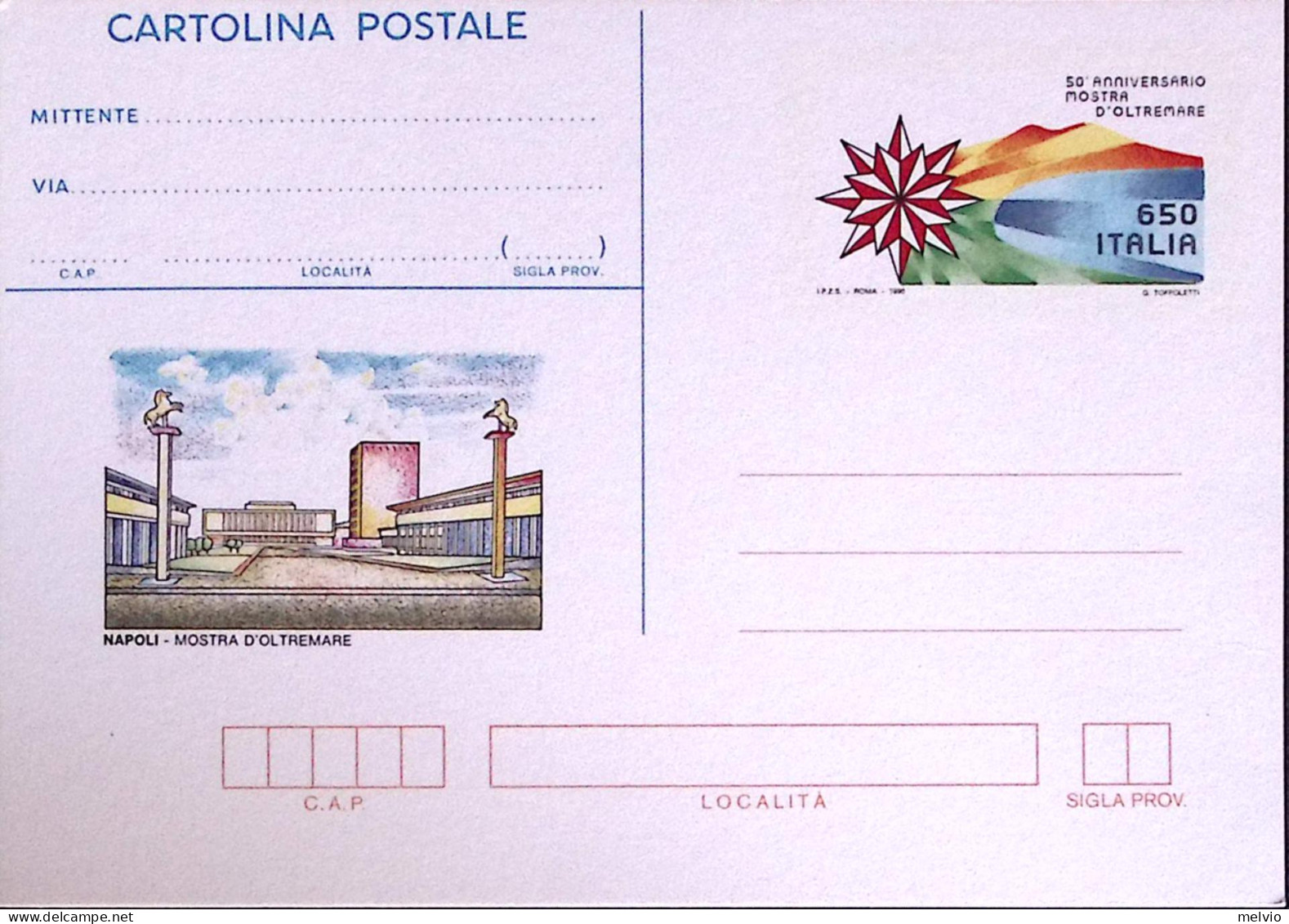 1990-Cartolina Postale Lire 650 Mostra D'oltremare Nuova - Entiers Postaux