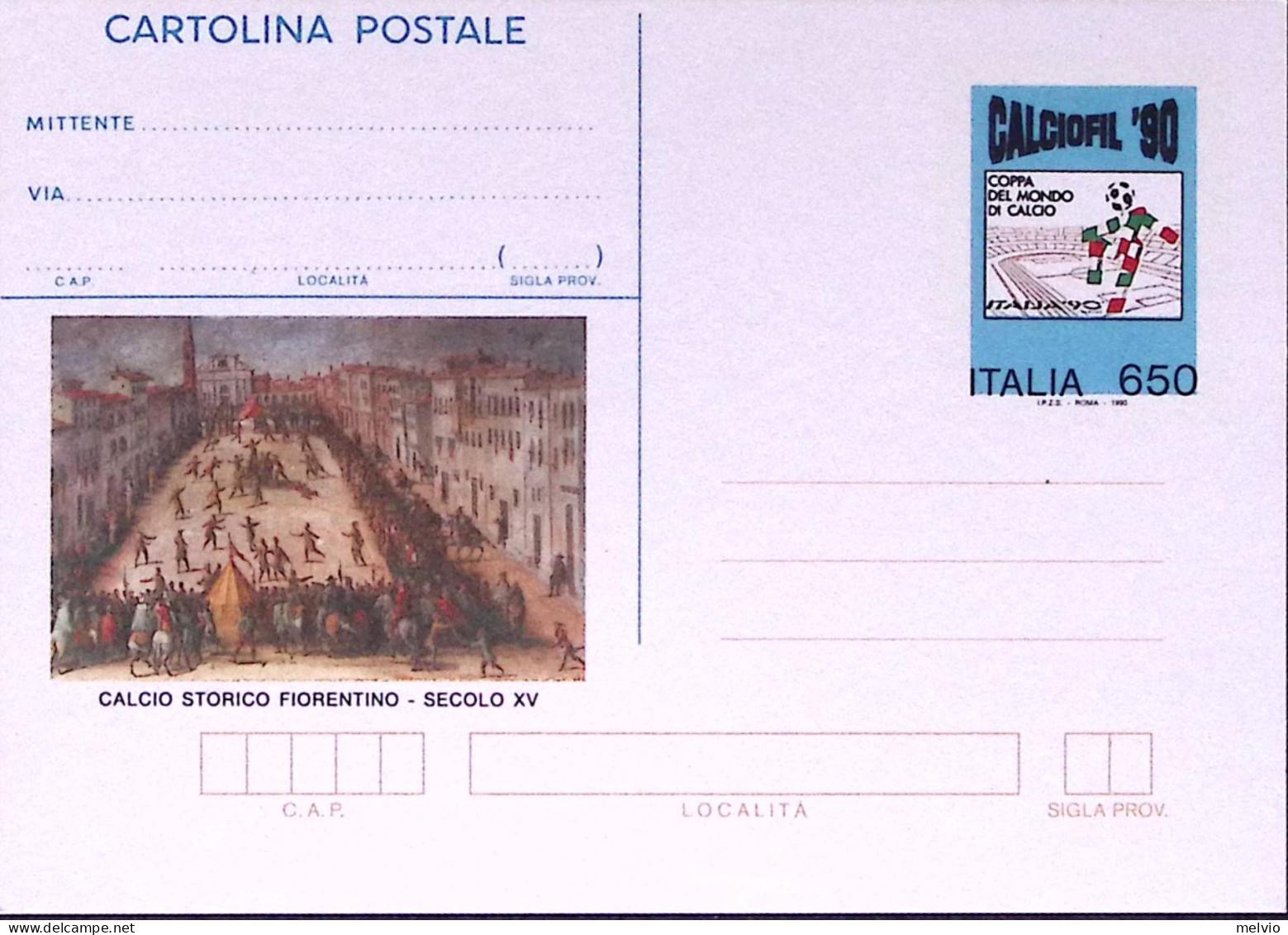 1990-Cartolina Postale Lire 650 Calciophil Nuova - Entiers Postaux