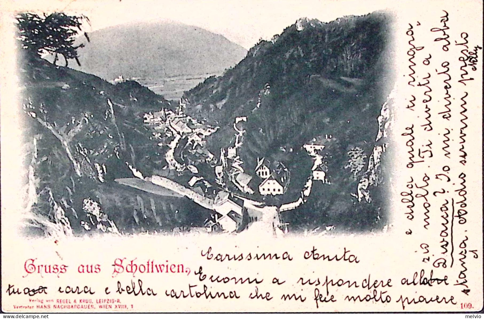 1898-AUSTRIA Gruss Schollwien Viaggiata Divaca (10.8) Affrancata Effigie K.2 - Autres & Non Classés