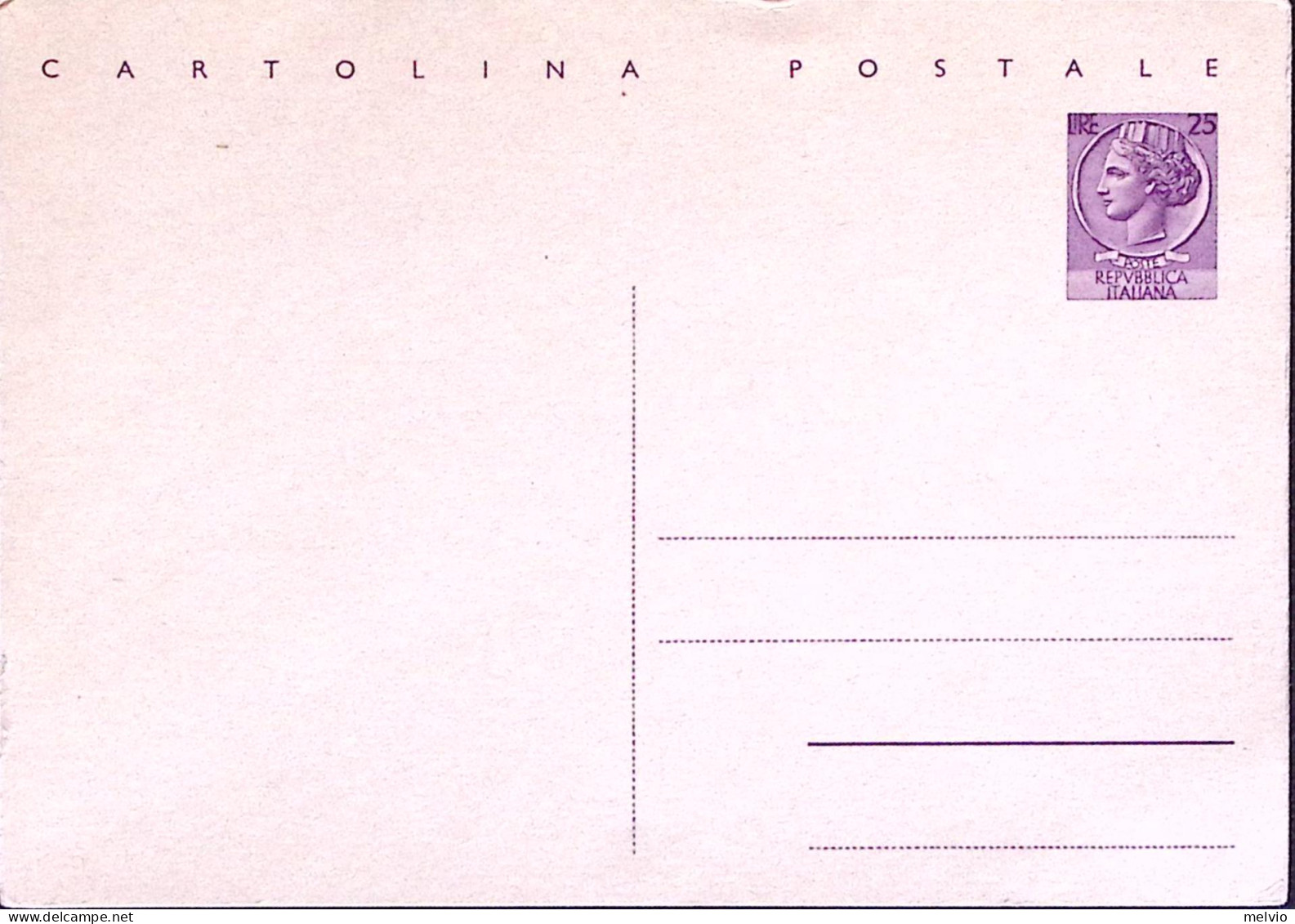 1959-Cartolina Postale Lire 25 Nuova - Stamped Stationery