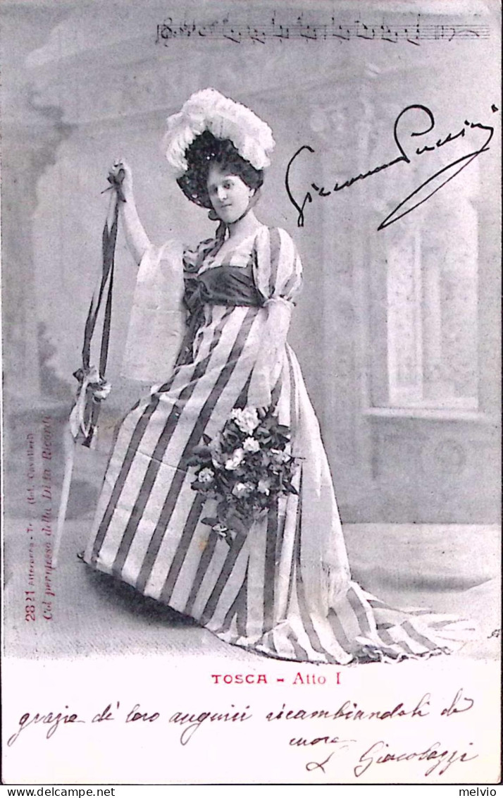 1903-TOSCA E Firma Giacomo Puccini Stampata Su Cartolina Viaggiata - Musique