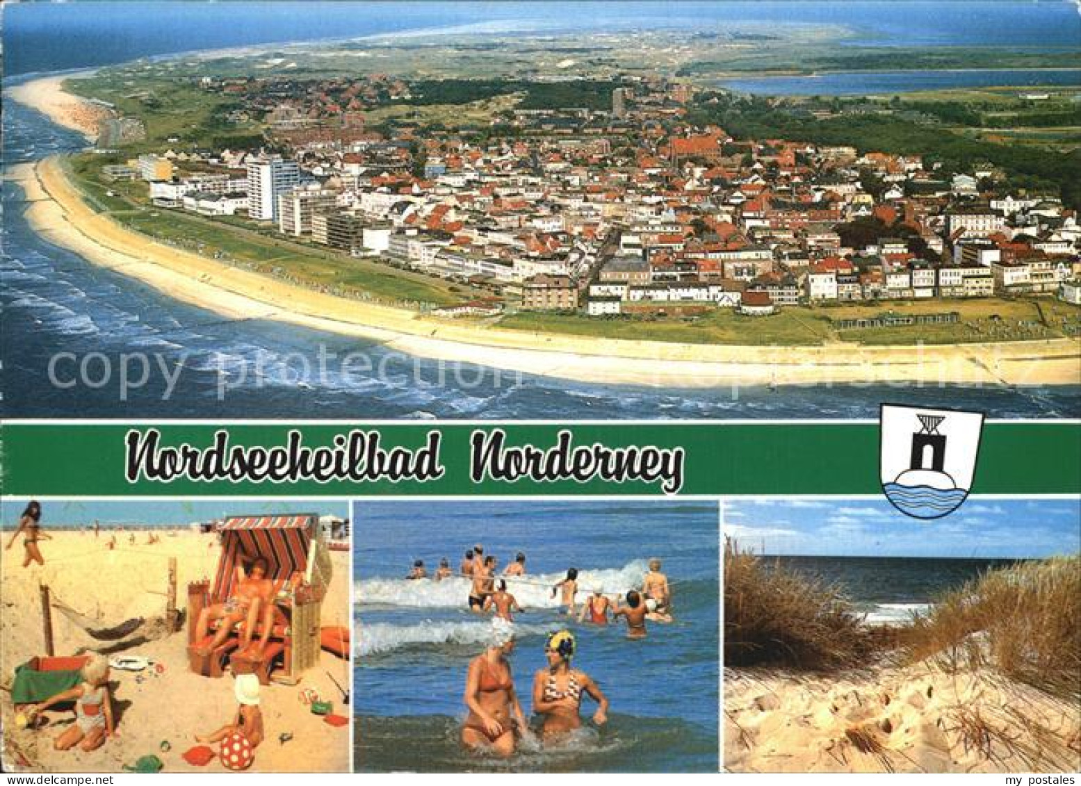 72547641 Norderney Nordseebad Fliegeraufnahme Strand Badespass Duenen Norderney - Norderney