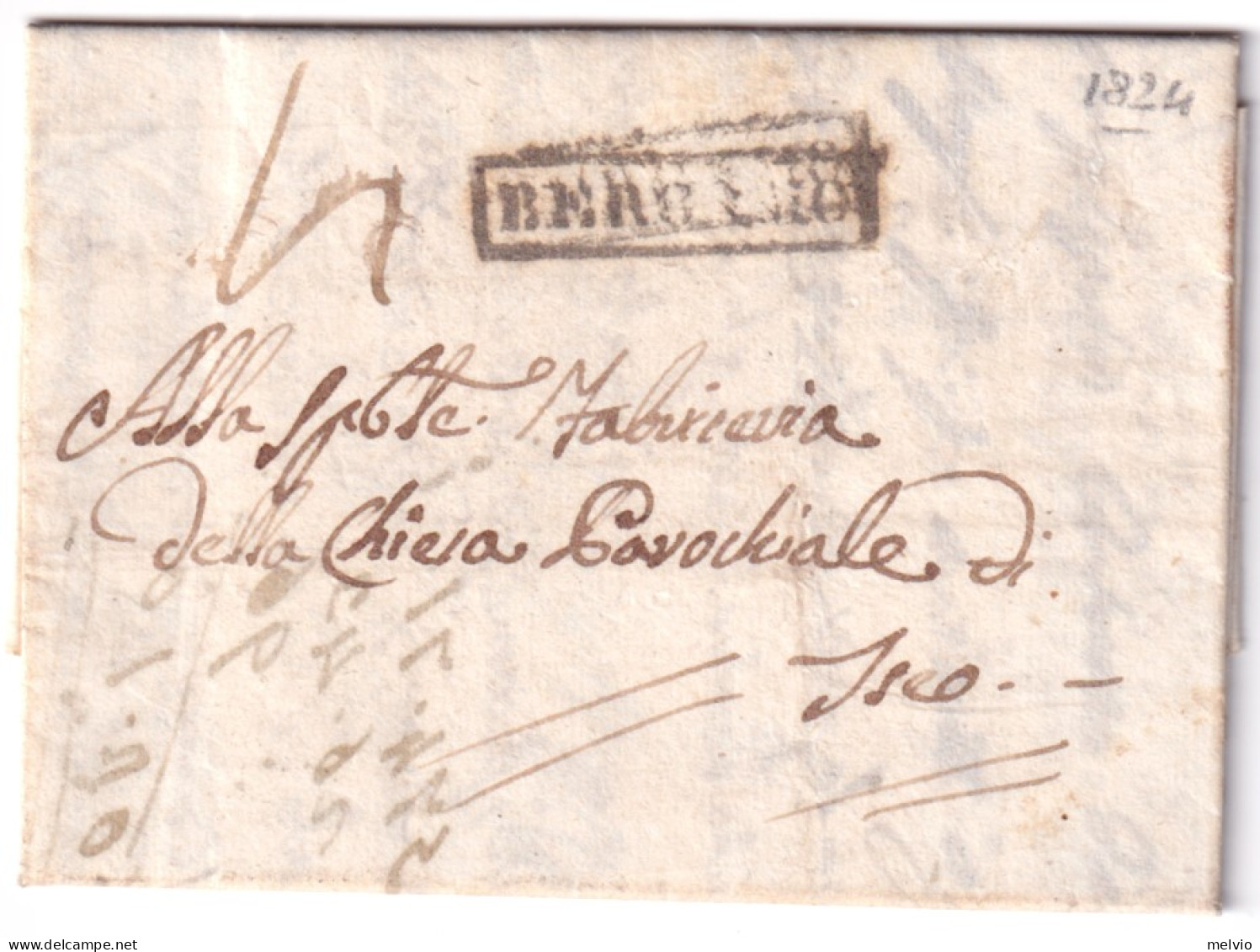 1824-BRESCIA Cartella Su Lettera Completa Testo - 1. ...-1850 Prephilately