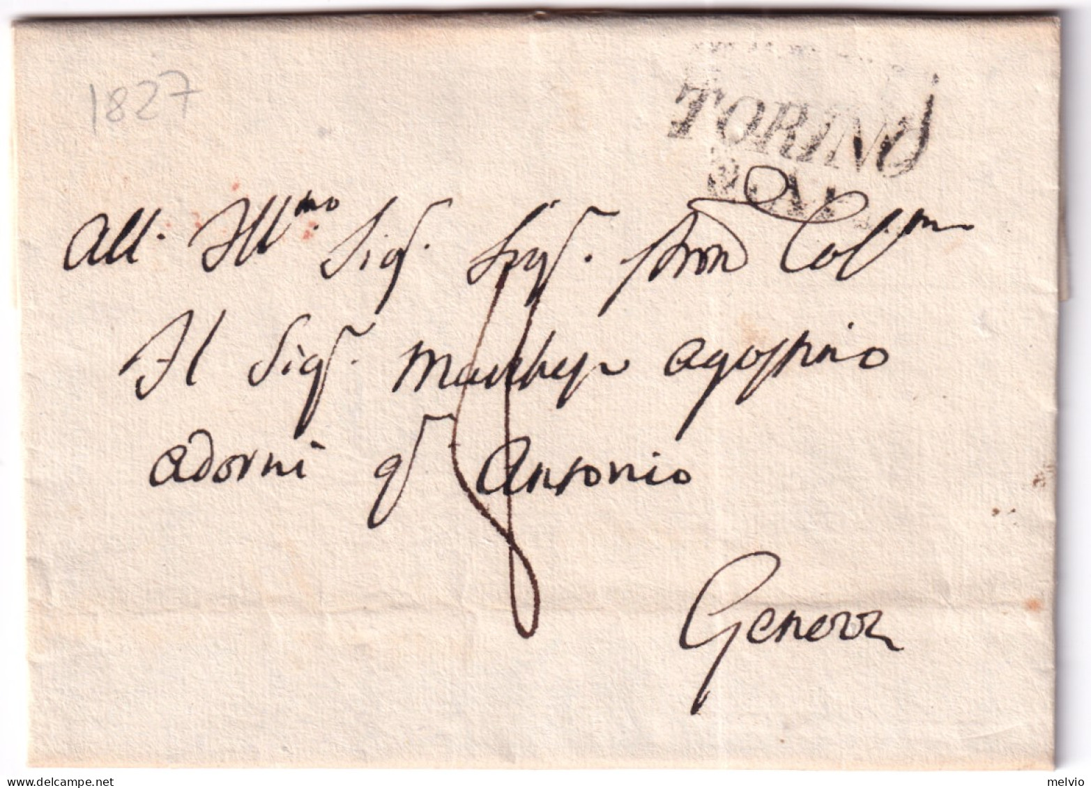 1827-TORINO SI Su Lettera Completa Testo (8.4) - 1. ...-1850 Prephilately