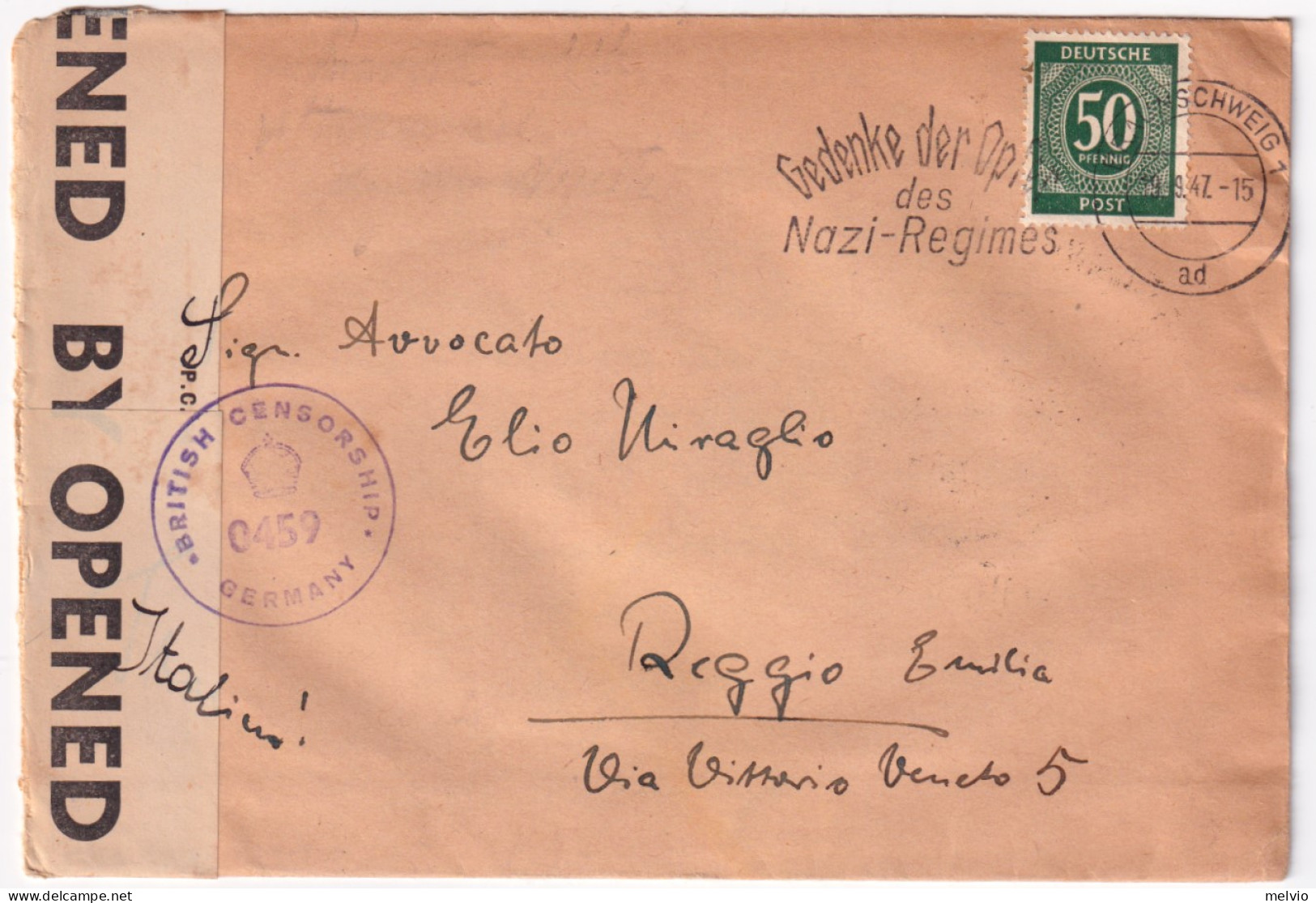 1947-GERMANIA Occ. Interalleata Emissione Comune P.50 Su Busta (19.9) Per L'Ital - Other & Unclassified