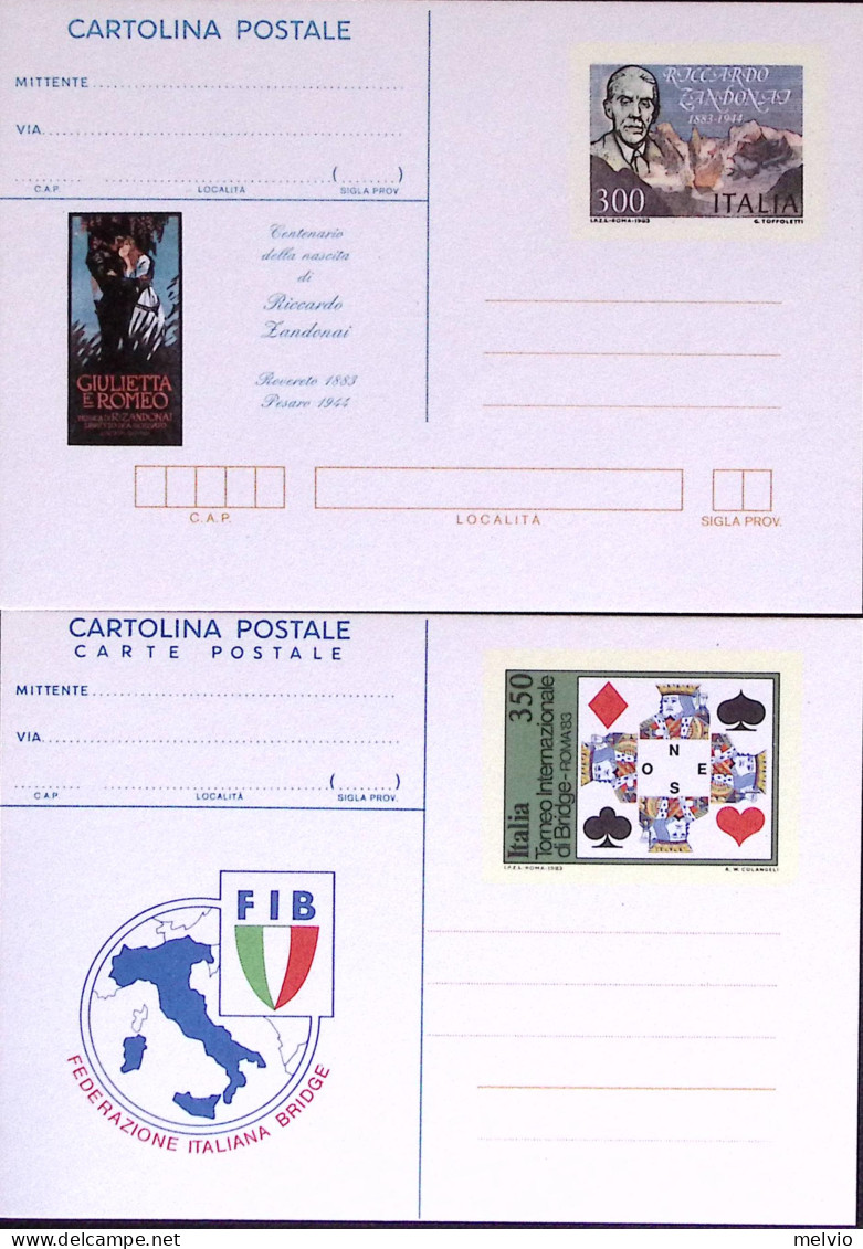 1983-CARTOLINE POSTALI Torneo Bridge, Zandonai, Peloro '96 E Castelli Lire 300 A - 1981-90: Poststempel