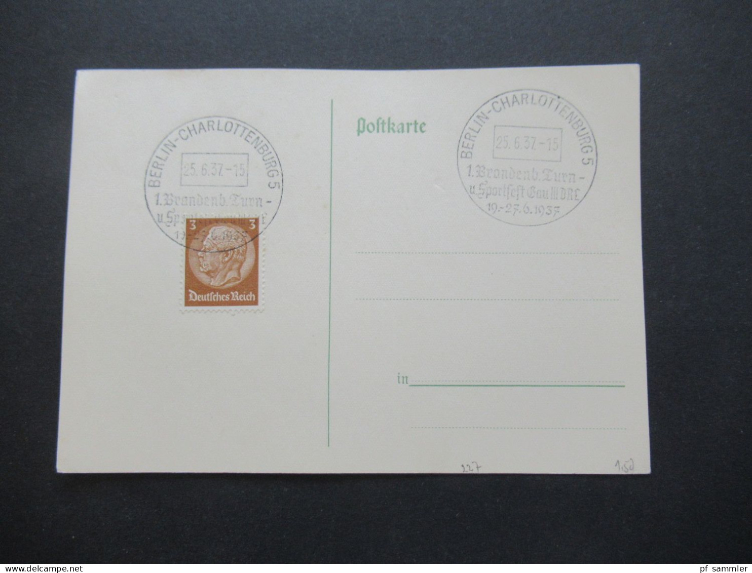 3.Reich 1937 / 1938 blanko PK mit Hindenburg Frankatur insgesamt 50 Stück verschiedene Sonderstempel! Propaganda Stempel