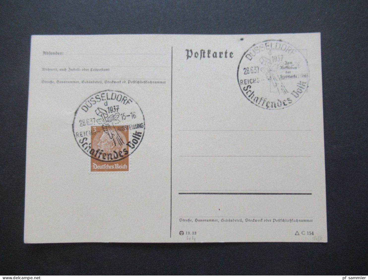 3.Reich 1937 / 1938 blanko PK mit Hindenburg Frankatur insgesamt 50 Stück verschiedene Sonderstempel! Propaganda Stempel