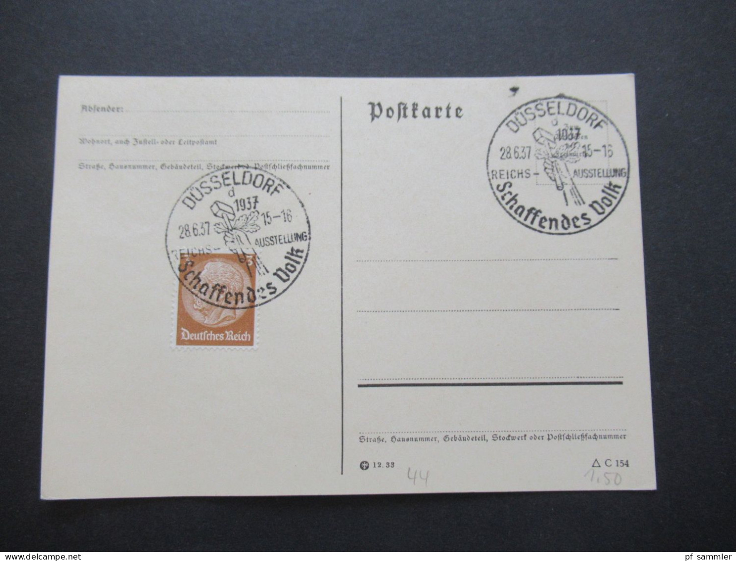 3.Reich 1937 / 1938 blanko PK mit Hindenburg Frankatur insgesamt 50 Stück verschiedene Sonderstempel! Propaganda Stempel