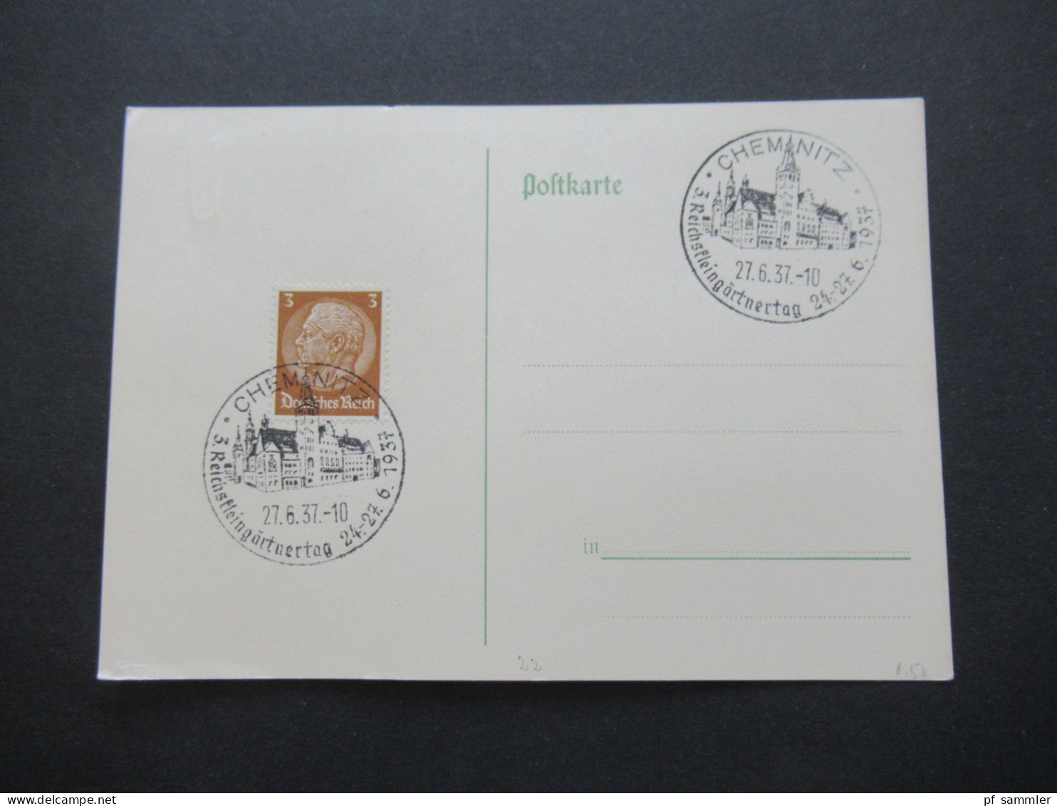 3.Reich 1937 / 1938 blanko PK mit Hindenburg Frankatur insgesamt 50 Stück verschiedene Sonderstempel! Propaganda Stempel