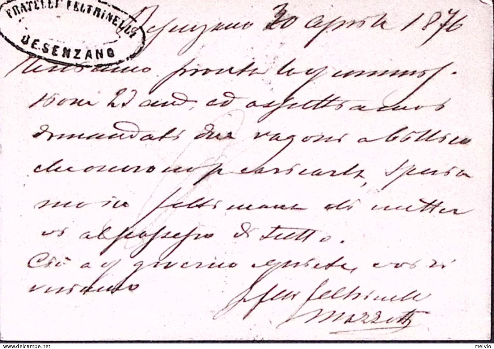 1876-DESENZANO Sul LAGO C.2 (30.4) Su Cartolina Postale Effigie C.10 - Entiers Postaux