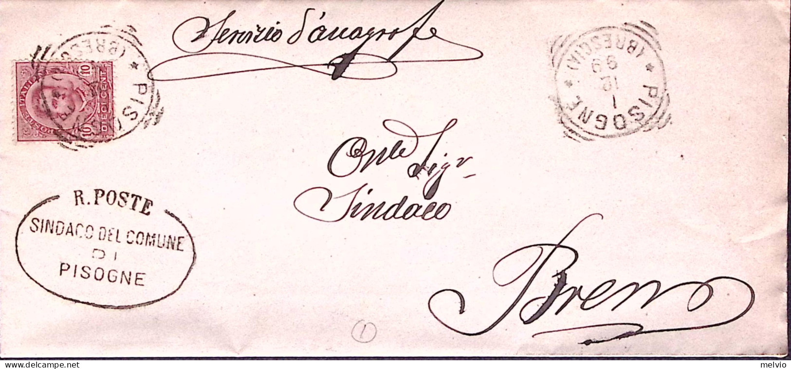 1899-PISOGNE Tondo Riquadrato (1.12) Su Piego Affrancata C.10 - Poststempel