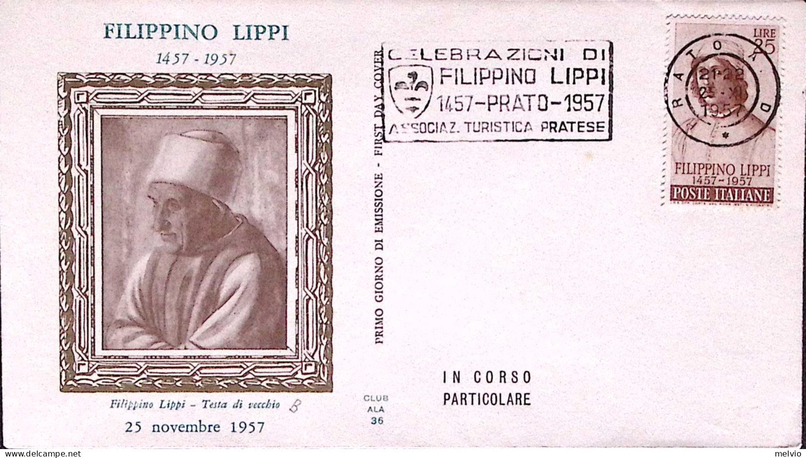 1957-FILIPPINO LIPPI Lire 25 Su Busta Fdc - FDC