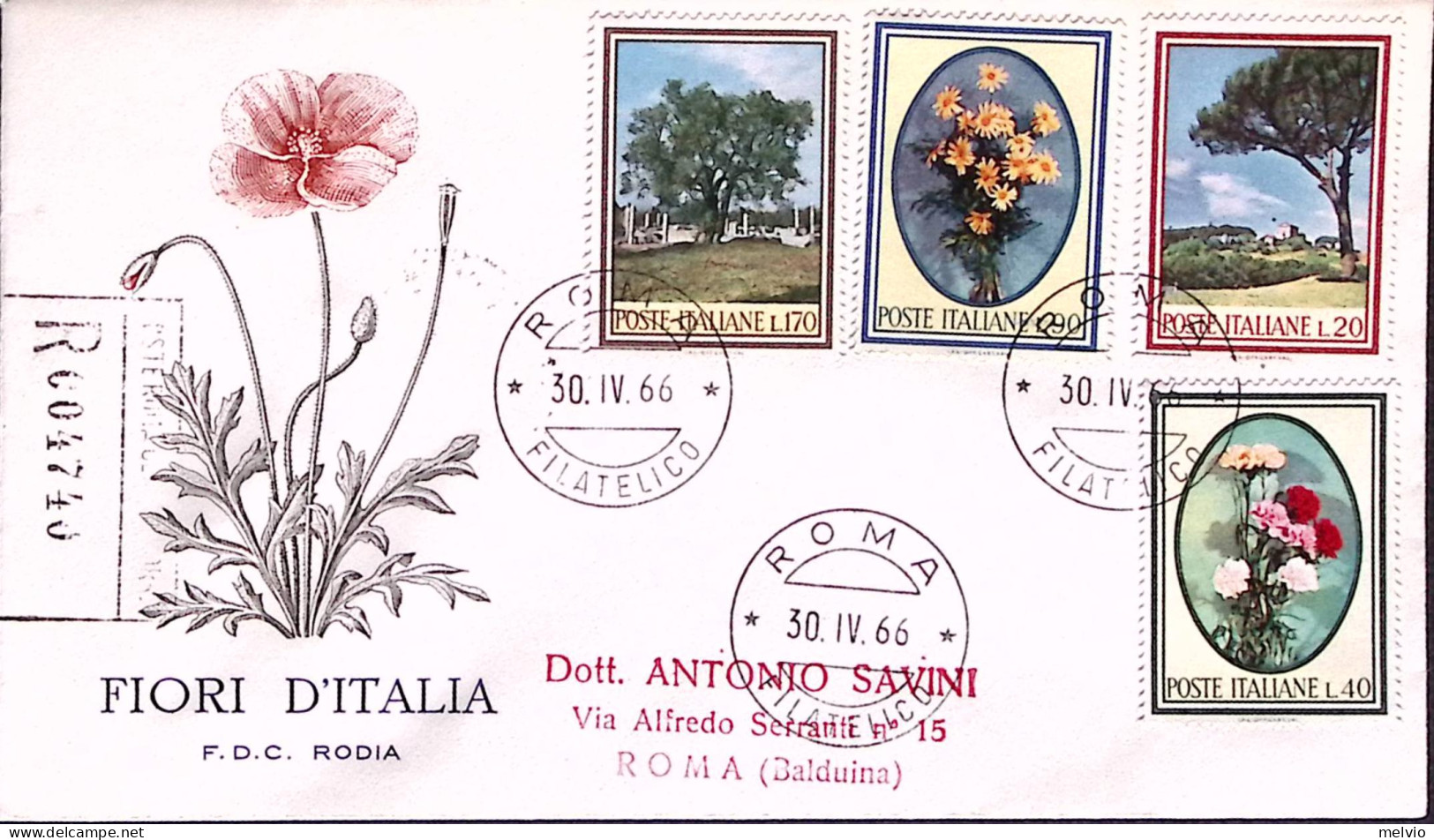 1966-FLORA Serie Completa Su Fdc Raccomandata - FDC