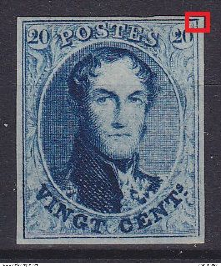 Belgique - N°11 (*) 20c Bleu Médaillon 1861 TB Margé - Cadré Prolongé à Droite - LUXE ! - 1858-1862 Medallions (9/12)