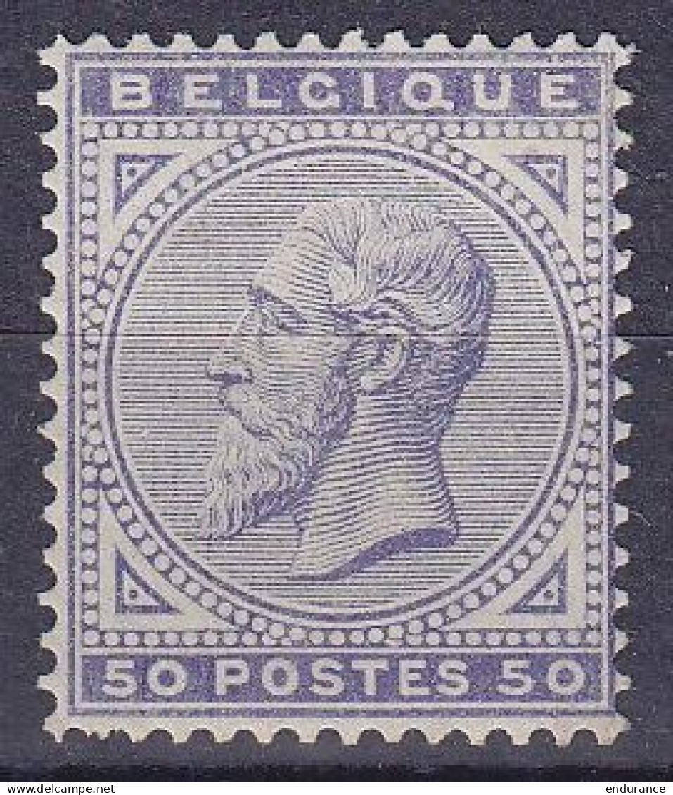 Belgique - N°41 ** 50c Violet Pâle Léopold II 1883 - Bien Centré (avec Certificat Balasse) - 1883 Léopold II