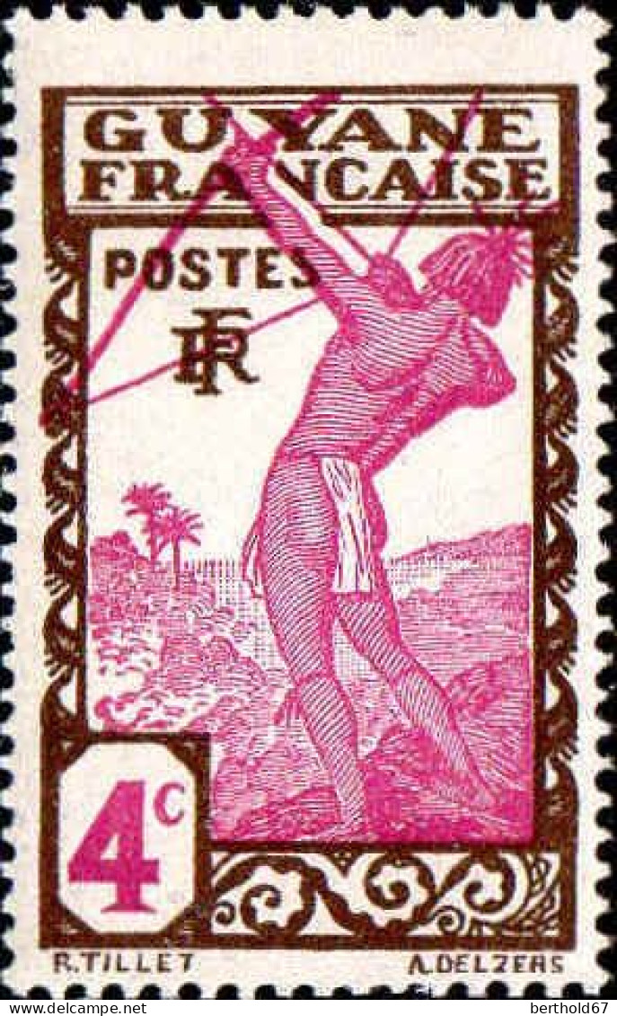 Guyane Poste N** Yv:111 Mi:112 Indigène Tirant à L'arc - Unused Stamps