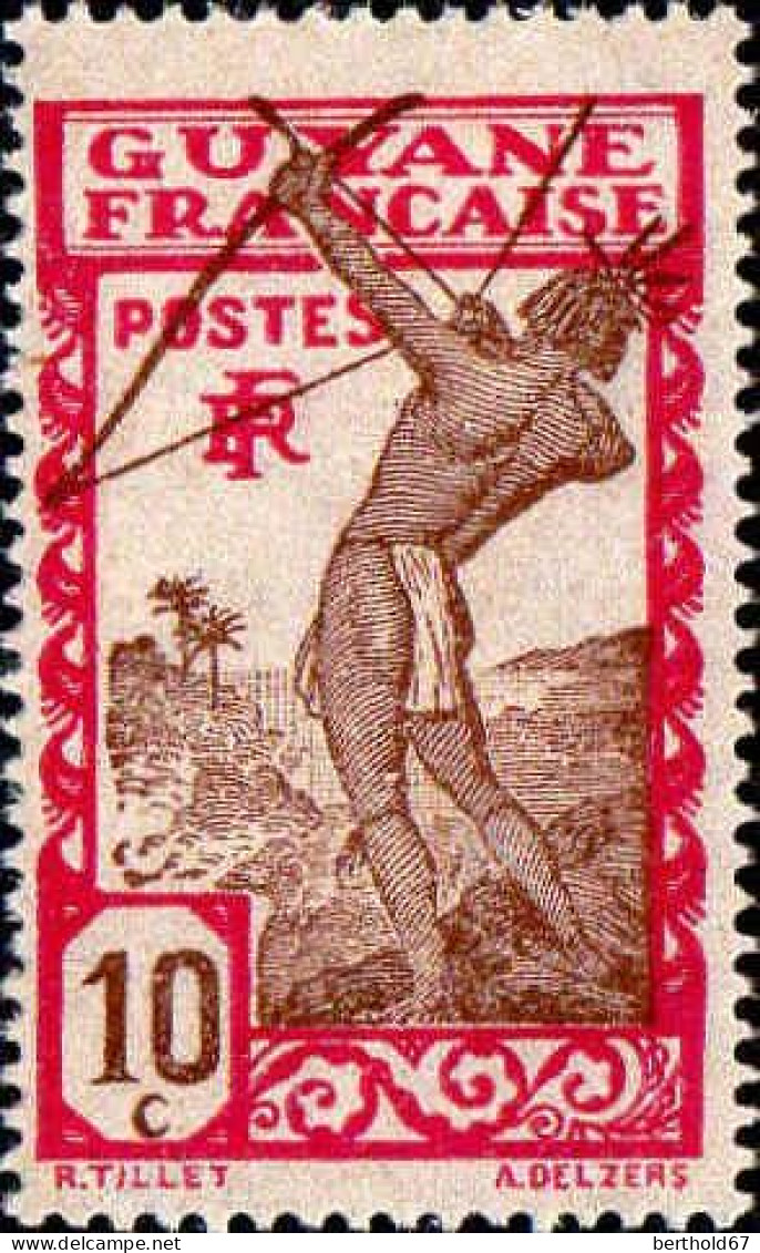 Guyane Poste N* Yv:113 Mi:114 Indigène Tirant à L'arc (Trace De Charnière) - Unused Stamps