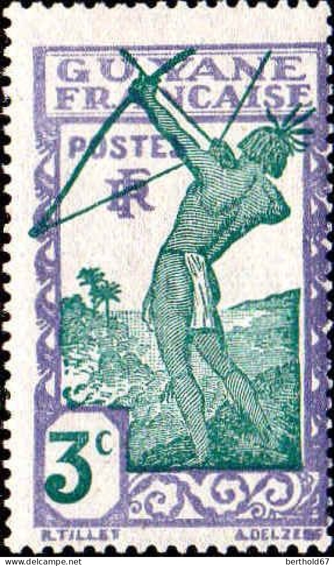 Guyane Poste N* Yv:157 Mi:111 Indigène Tirant à L'arc (Trace De Charnière) - Unused Stamps